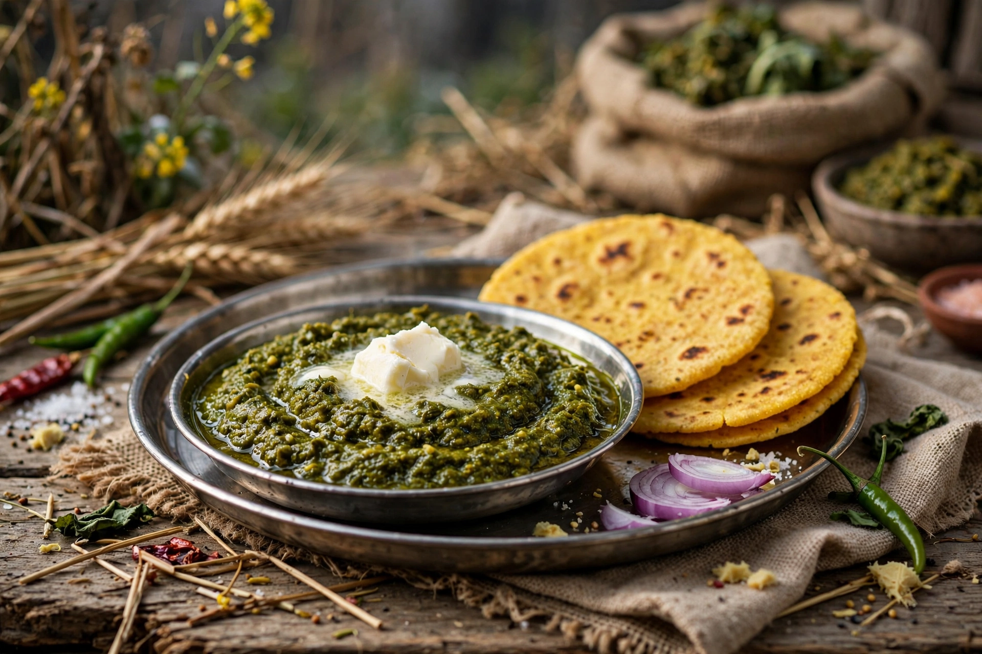 Sarson Ka Saag Recipe with Makai Ki Roti