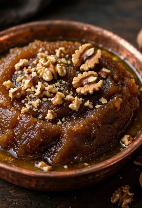 Akhrot Ka Halwa – rich walnut halwa with ghee sheen
