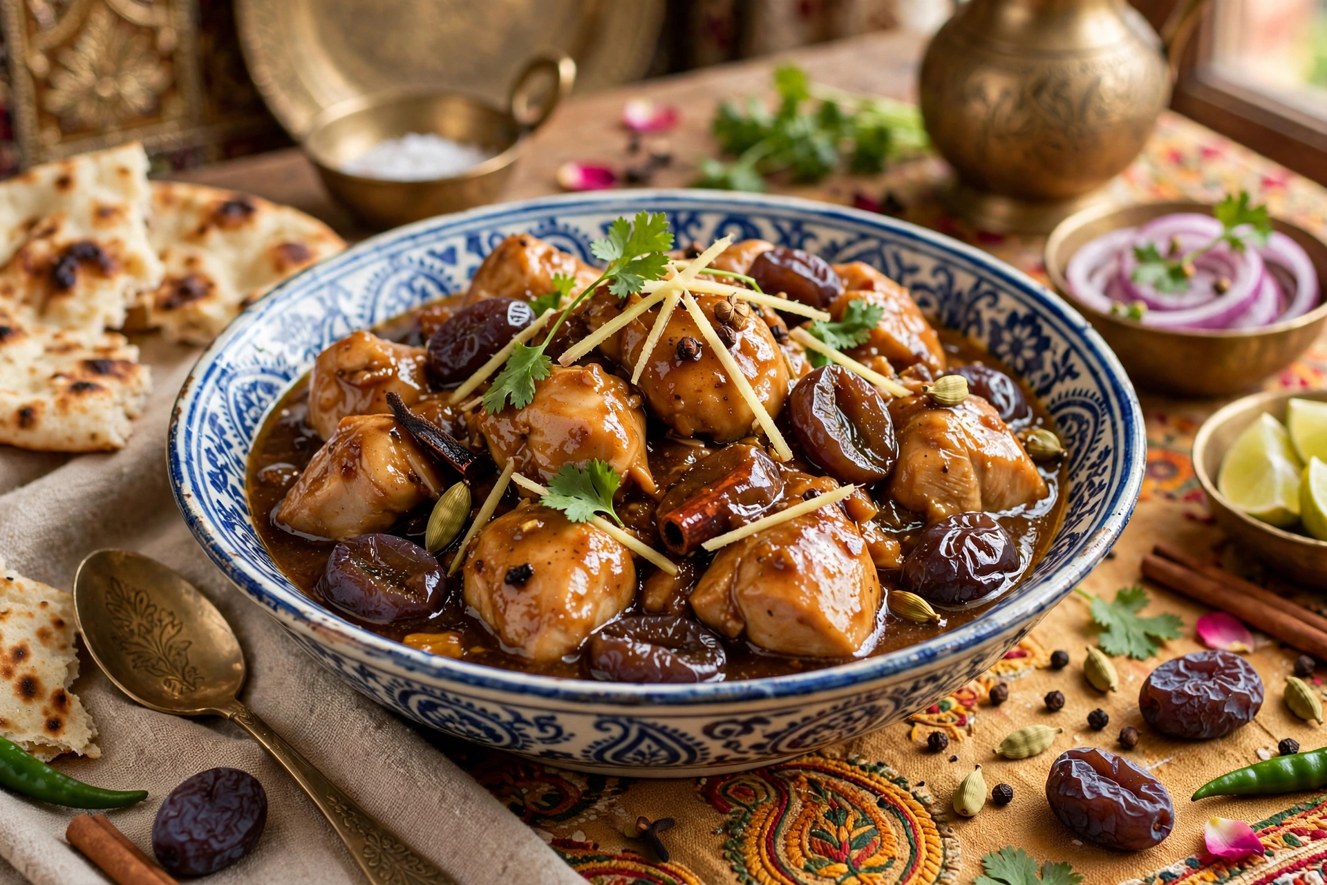 Aloo Bukhara Chicken – tender chicken in sweet-tangy dried plum gravy