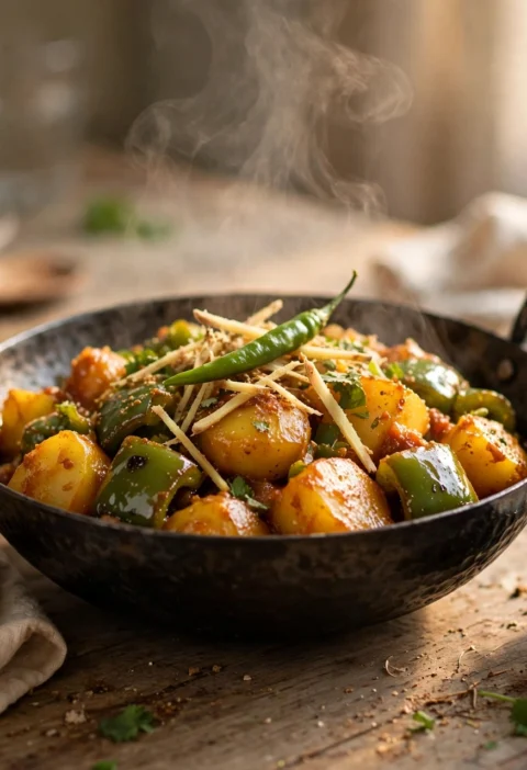Aloo Shimla Mirch – potatoes with green peppers