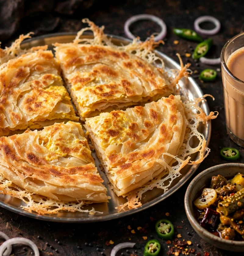 Anda paratha – egg-coated paratha with chai