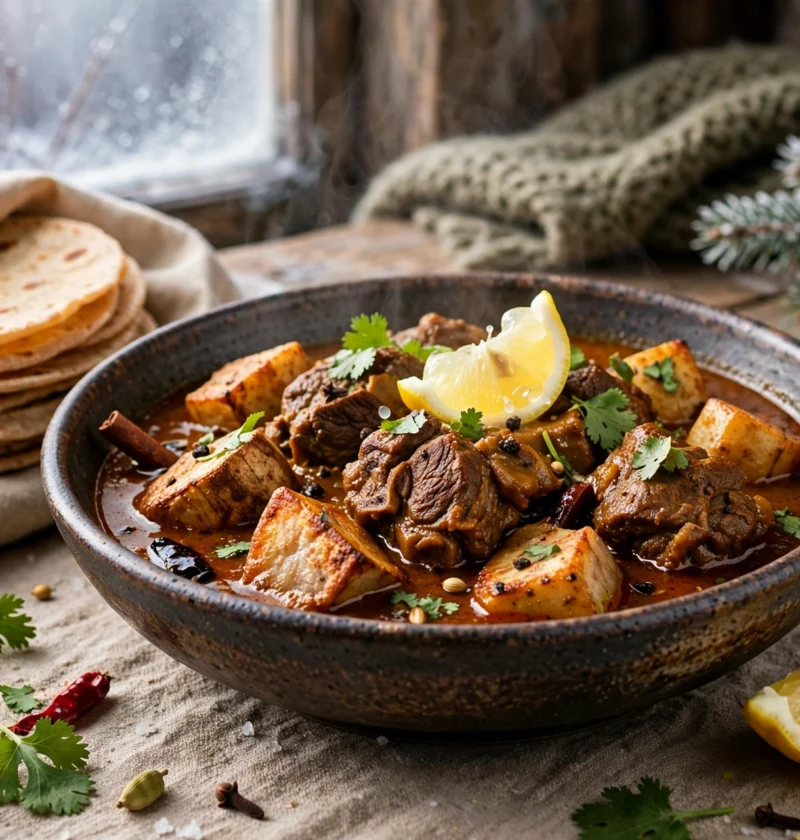 Arvi Gosht – taro and mutton in velvety gravy