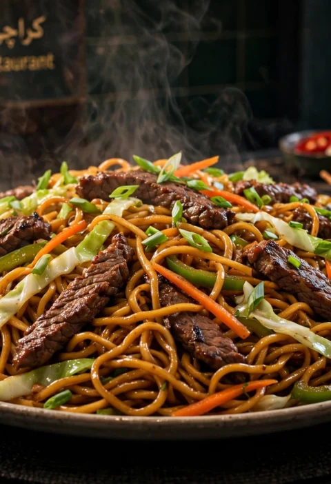 Beef Chow Mein – glossy noodles with tender beef