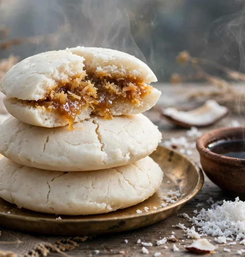 Bhapa Pitha – steamed rice cakes with coconut-jaggery heart