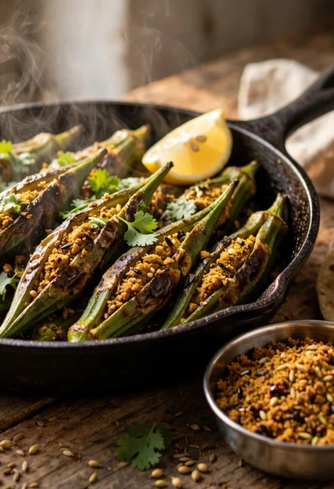 Bharwa Bhindi – stuffed okra with roasted spice filling