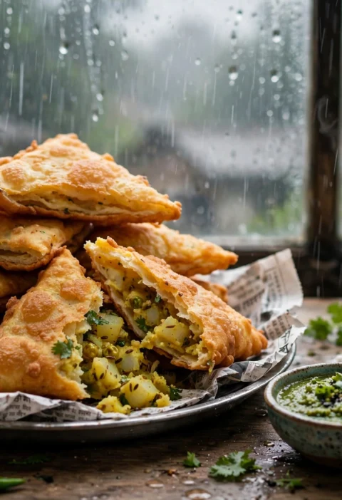Bread Pakora – puffed golden triangles with potato layer