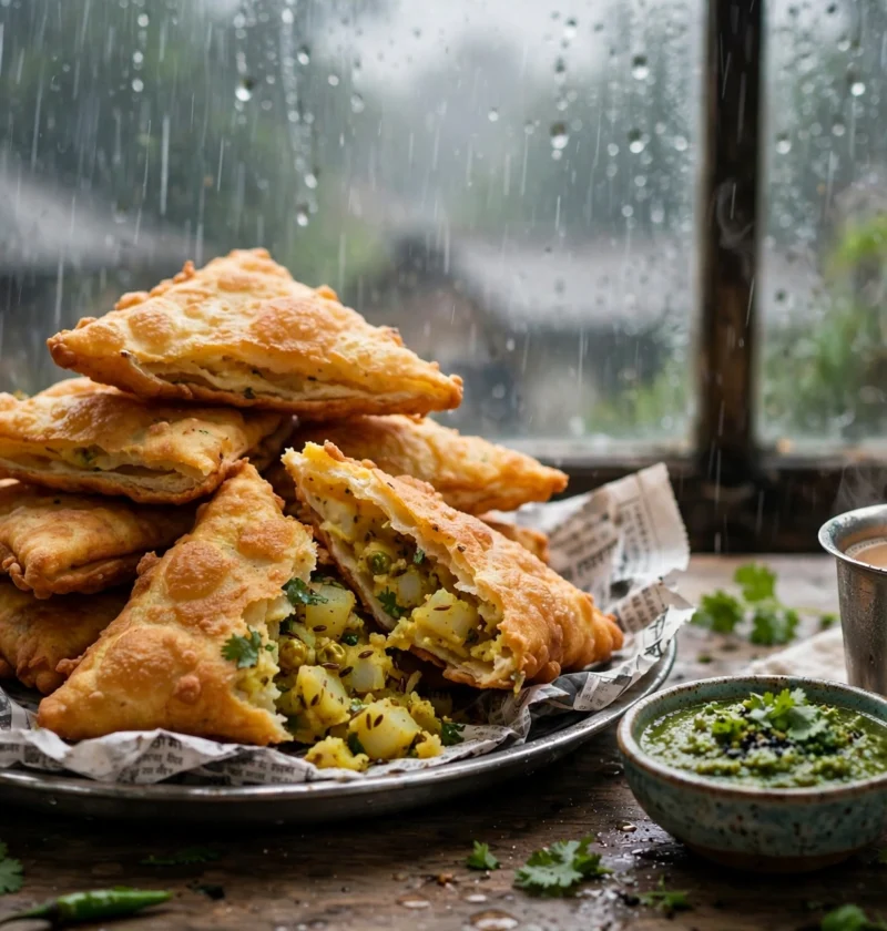 Bread Pakora – puffed golden triangles with potato layer