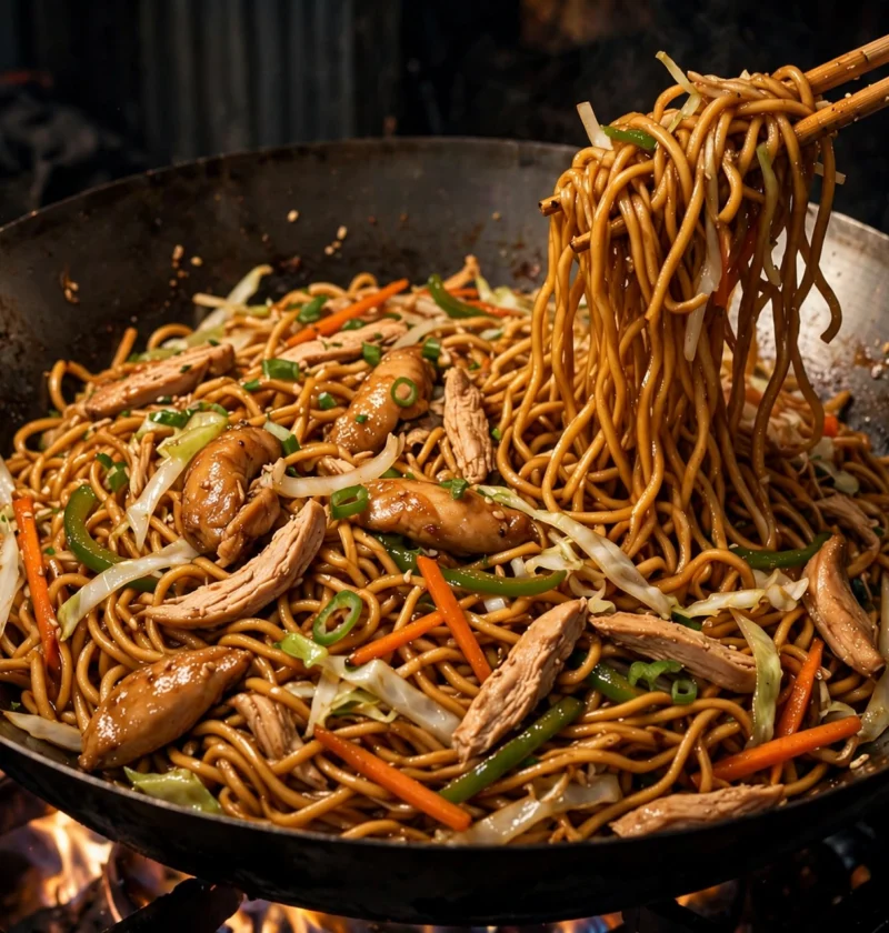 Chicken chow mein – wok-tossed noodles with vegetables