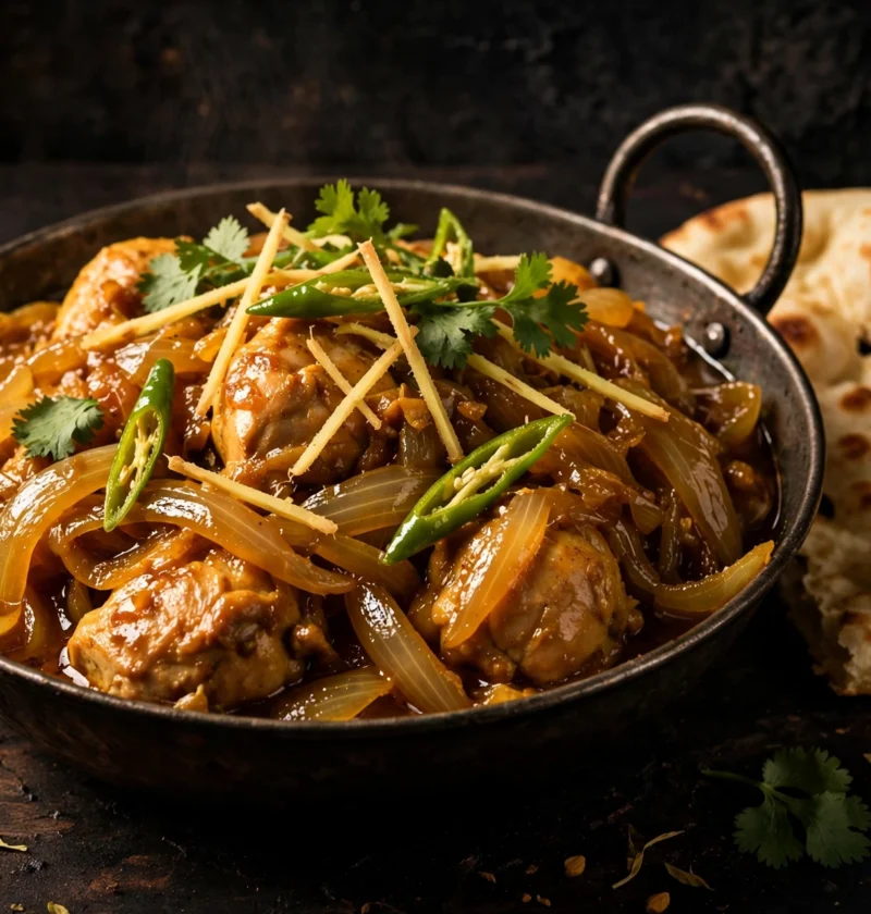 Chicken dopiaza – double-onion chicken curry in a karahi