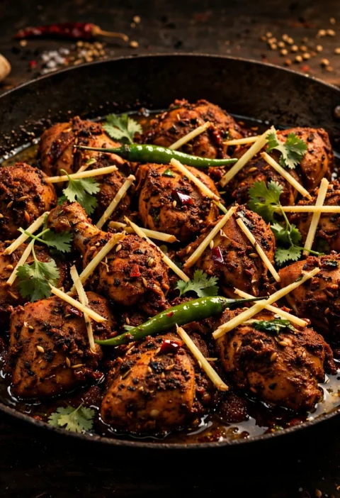 Chicken masala – dhaba style semi-dry chicken in karahi