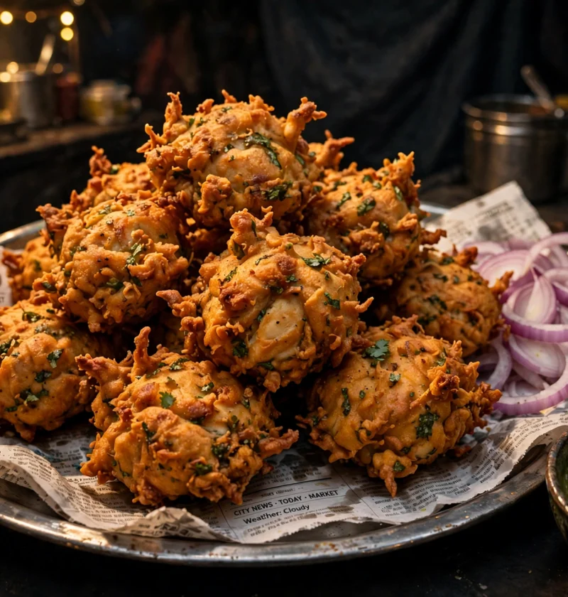 Chicken pakora – crispy fried chicken fritters with chutney