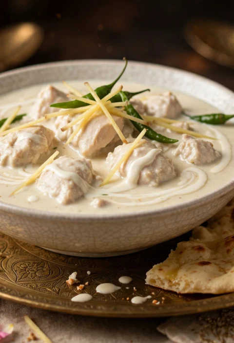 Chicken white qorma – creamy ivory gravy with tender chicken