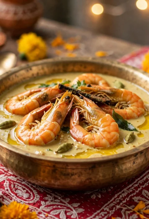 Chingri Malaikari – prawns in silky coconut milk gravy
