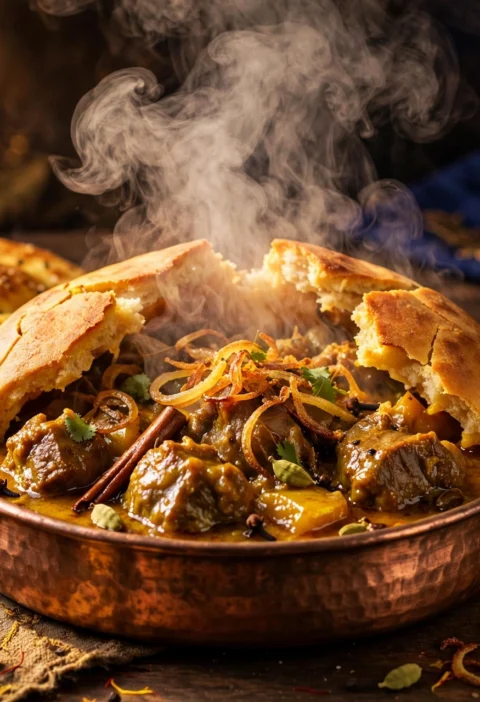 Dum Pukht – sealed handi mutton with saffron
