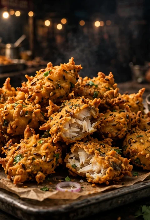 Fish pakora – crispy battered fish pieces with chutney