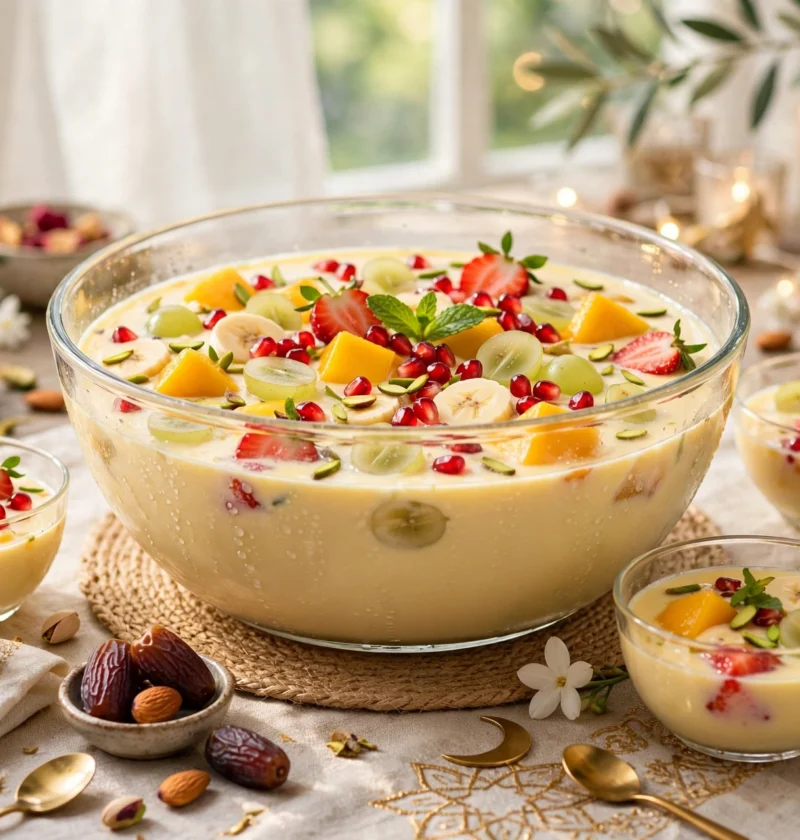 Fruit Custard – chilled vanilla custard with fresh fruit