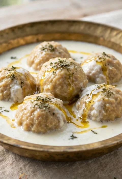 Goshtaba – silky mutton meatballs in white yogurt gravy
