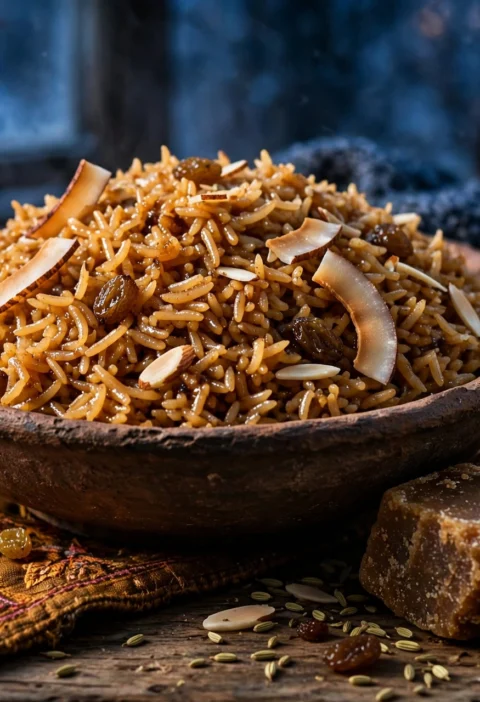 Gur Wale Chawal – jaggery sweet rice with fennel