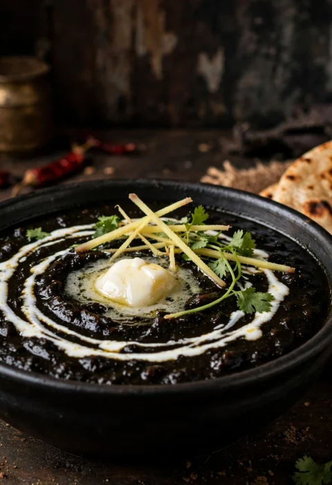 Kali daal – creamy black lentils with white butter