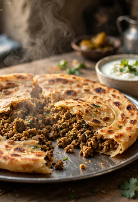 Keema Paratha – crisp stuffed paratha with spiced mince