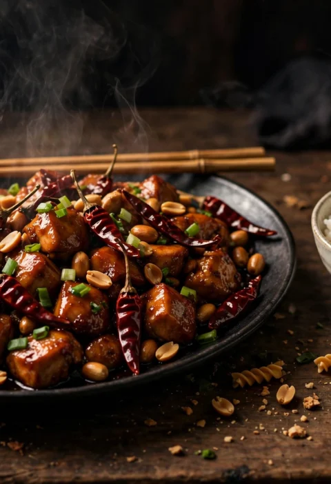 Kung Pao Chicken – glossy chicken with chillies and peanuts