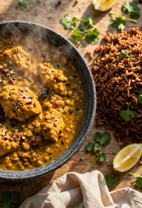 Chicken Dhansak – Parsi chicken and lentil curry with brown rice