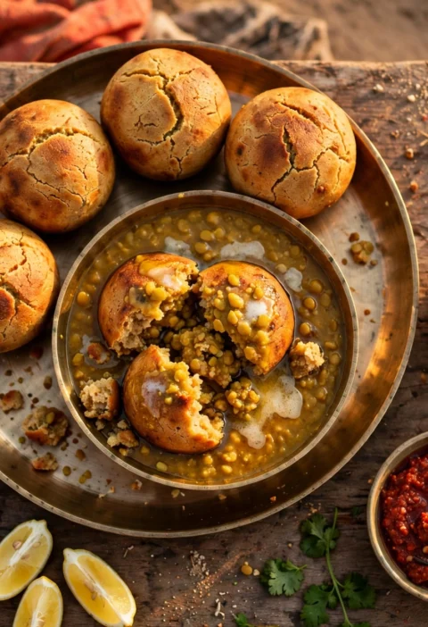 Dal Baati – ghee-dunked baati with panchmel daal thali