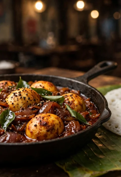 Egg Roast – boiled eggs in caramelised onion masala