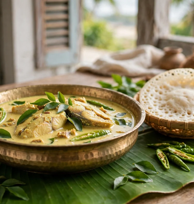 Fish Moilee – fish poached in golden coconut milk curry