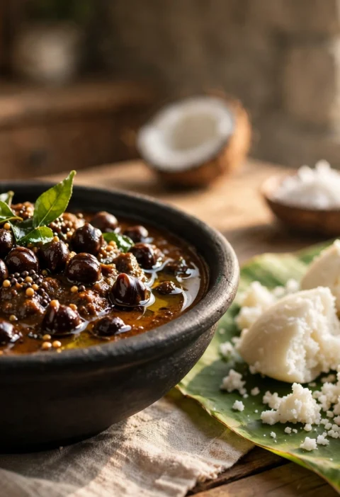 Kadala Curry – black chickpeas in roasted coconut gravy