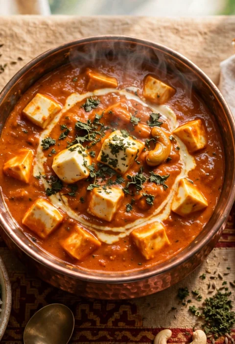 Paneer Butter Masala – silky tomato gravy with paneer cubes and cream