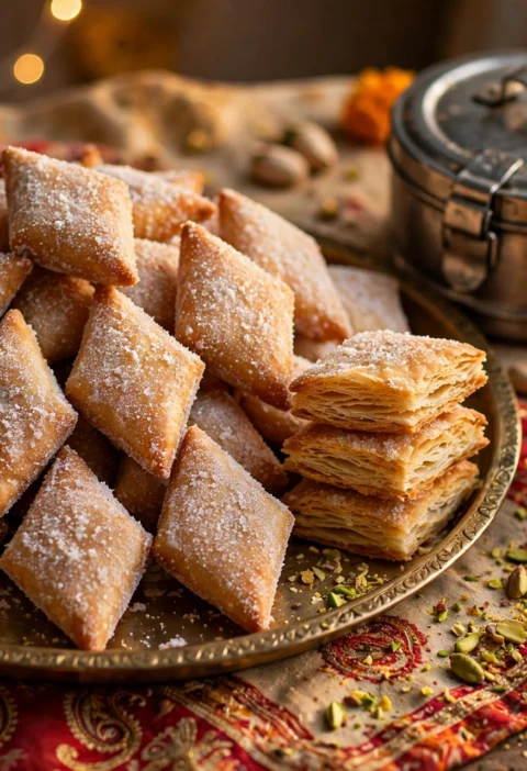 Shakarpara – crisp sugar-glazed diamond sweets