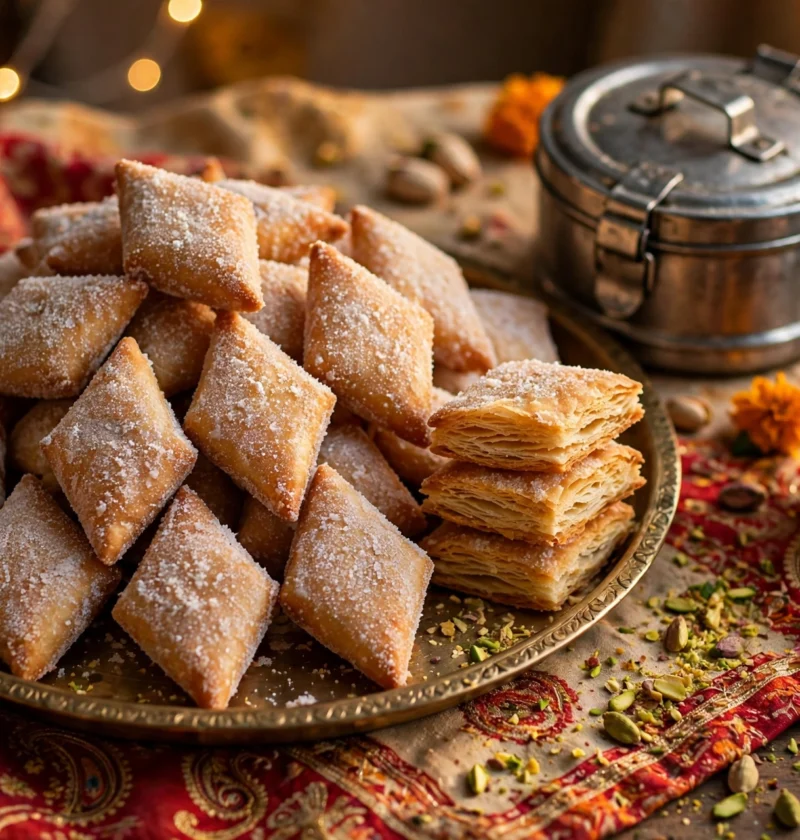 Shakarpara – crisp sugar-glazed diamond sweets