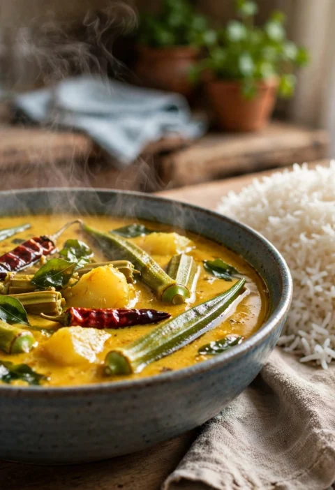 Sindhi Kadhi – tangy besan curry loaded with vegetables