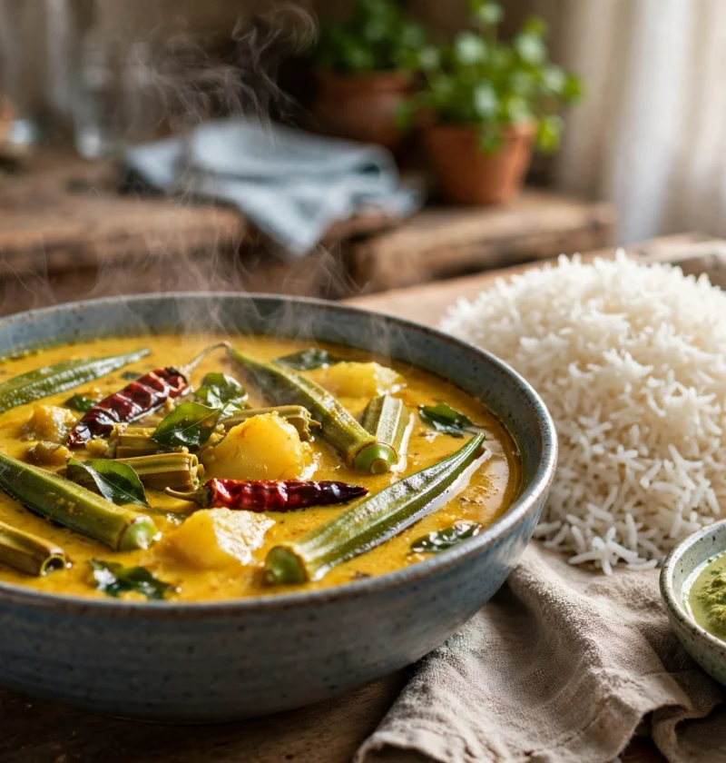 Sindhi Kadhi – tangy besan curry loaded with vegetables