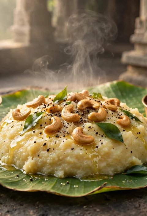 Ven Pongal – temple-style rice and moong daal with pepper ghee tempering