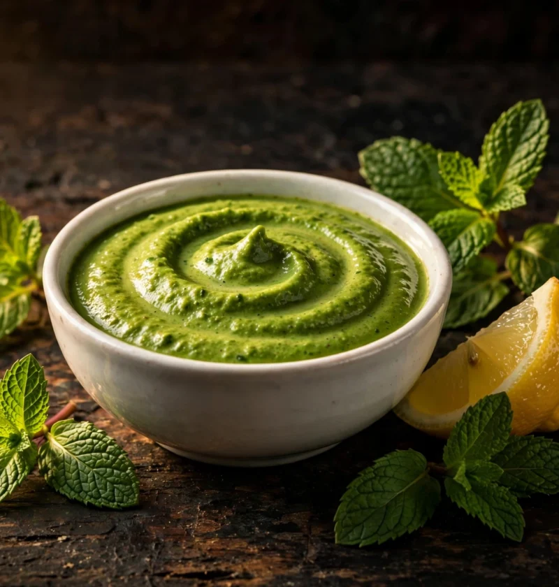 Mint chutney – vibrant green chutney bowl