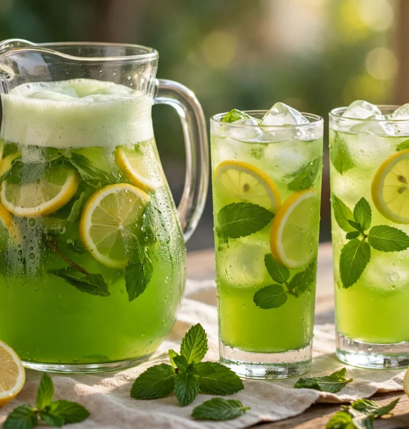 Mint lemonade – green pudina pitcher with ice