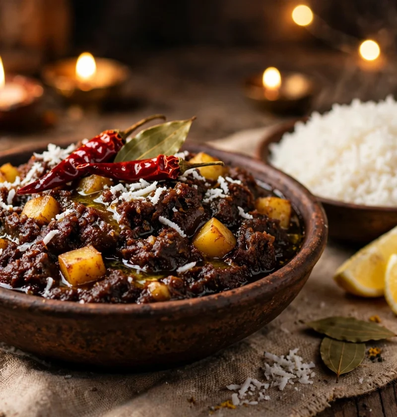 Mochar Ghonto – banana blossom mash with potato and coconut