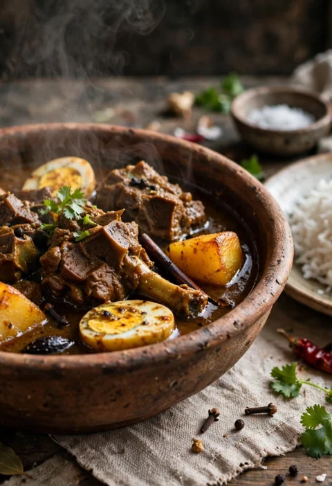 Mutton Dakbangla – rustic mutton curry with potato and egg