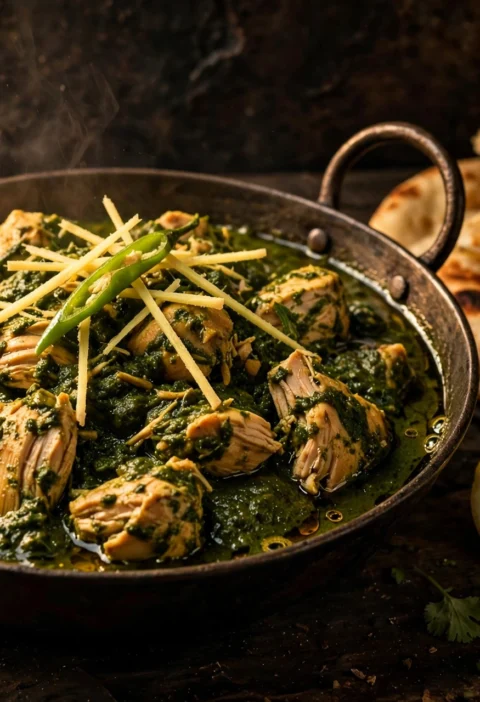 Palak chicken – chicken in vivid green spinach gravy