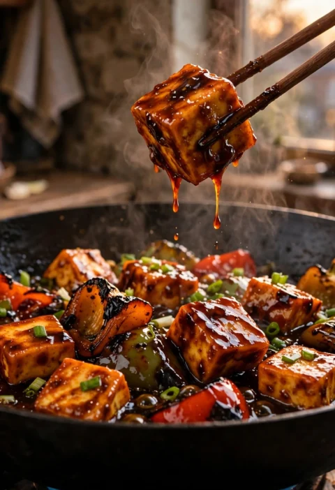 Paneer manchurian recipe – crispy golden paneer cubes in a glossy Indo-Chinese sauce with bell peppers