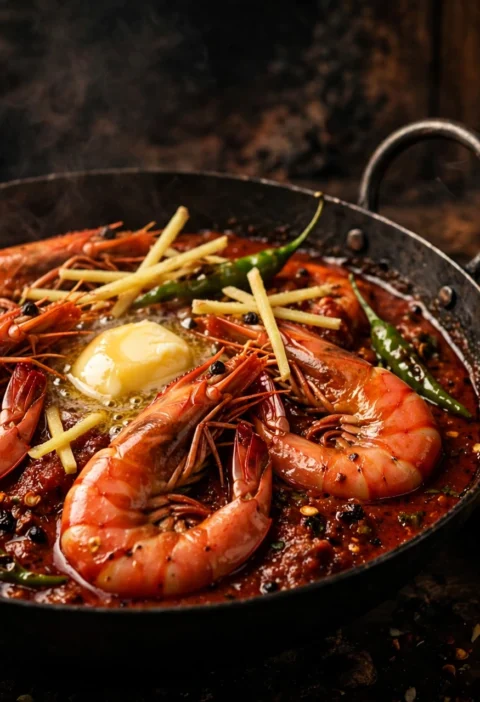 Prawn karahi – prawns in reduced tomato masala