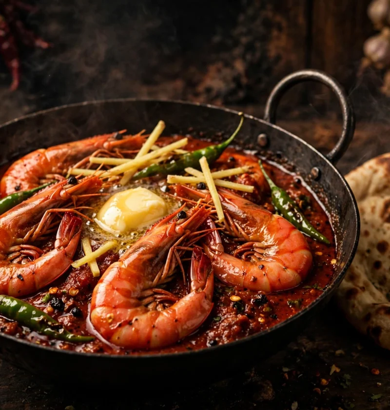 Prawn karahi – prawns in reduced tomato masala