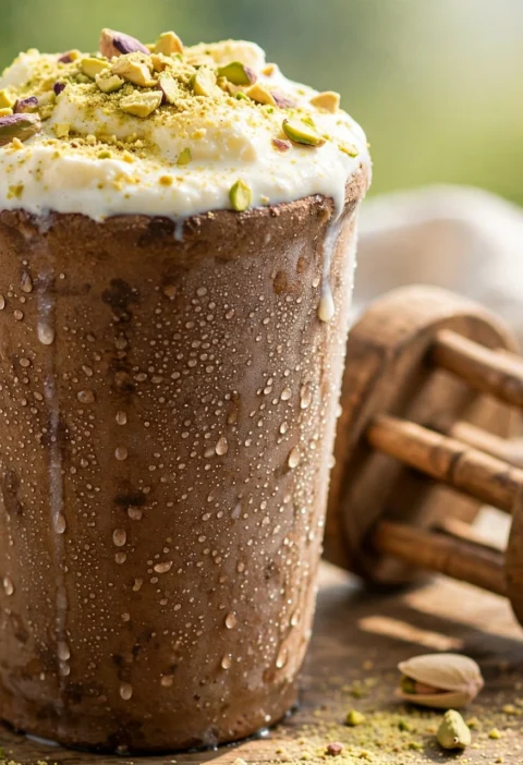 Punjabi lassi – thick sweet lassi with malai top in kulhad