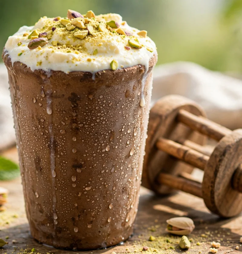 Punjabi lassi – thick sweet lassi with malai top in kulhad