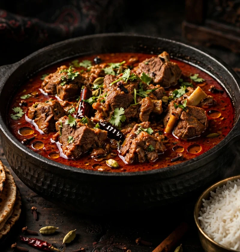 Rogan josh – slow-braised mutton in Kashmiri gravy