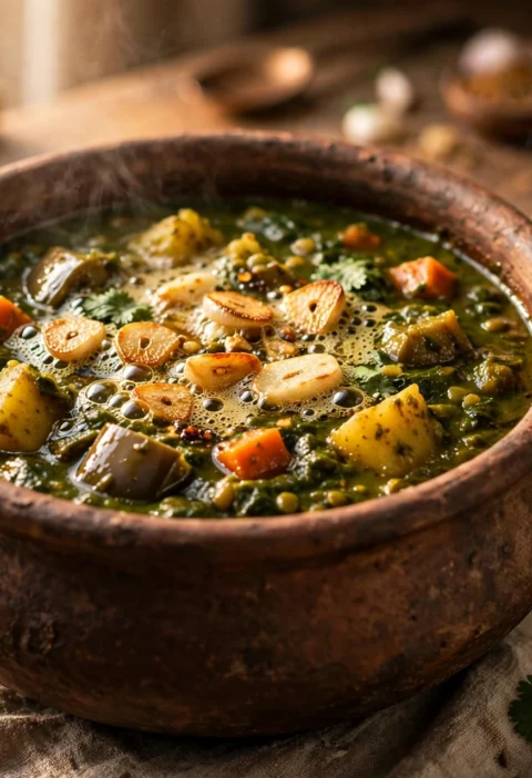 Sai Bhaji – Sindhi spinach and daal pot with garlic tarka